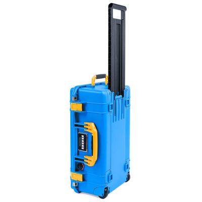 Pelican 1535 Air Case, Electric Blue with Yellow Handles & Push-Button Latches ColorCase