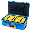 Pelican 1535 Air Case, Electric Blue with Yellow Handles & Latches Yellow Padded Microfiber Dividers with Laptop Computer Lid Pouch ColorCase 015350-0210-120-241