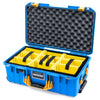 Pelican 1535 Air Case, Electric Blue with Yellow Handles & Latches Yellow Padded Microfiber Dividers with Convoluted Lid Foam ColorCase 015350-0010-120-241