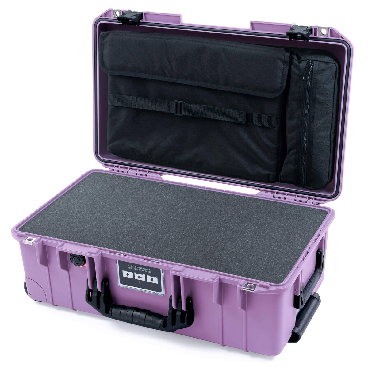 Pelican 1535 Air Case, Lilac with Black Handles &amp; Latches Pick &amp; Pluck Foam with Computer Pouch ColorCase 015350-0201-540-111