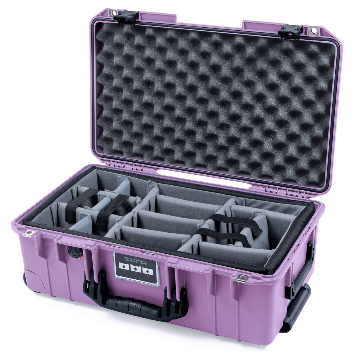 Pelican 1535 Air Case, Lilac with Black Handles &amp; Latches Gray Padded Microfiber Dividers with Convoluted Lid Foam ColorCase 015350-0070-540-111