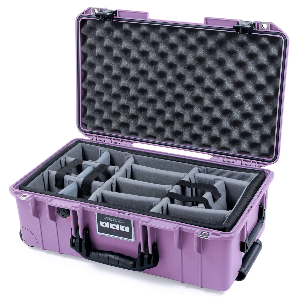 Pelican 1535 Air Case, Lilac with Black Handles &amp; TSA Locking Latches Gray Padded Microfiber Dividers with Convolute Lid Foam ColorCase 015350-0070-540-L10