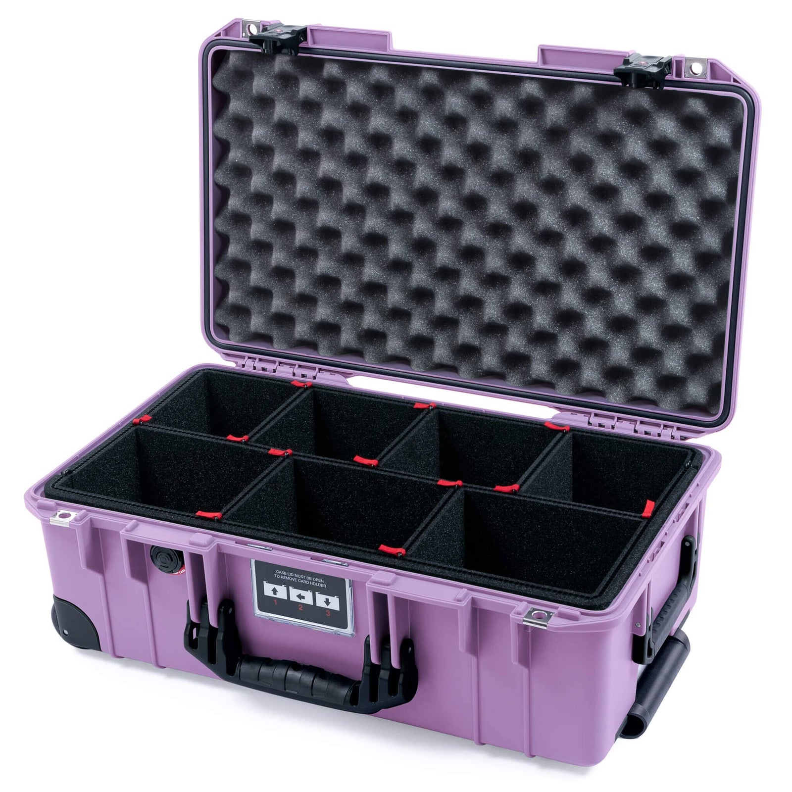 Pelican 1535 Air Case, Lilac with Black Handles, TSA Locking Latches & Trolley TrekPak Divider System with Convoluted Lid Foam ColorCase 015350-0020-540-L10-110