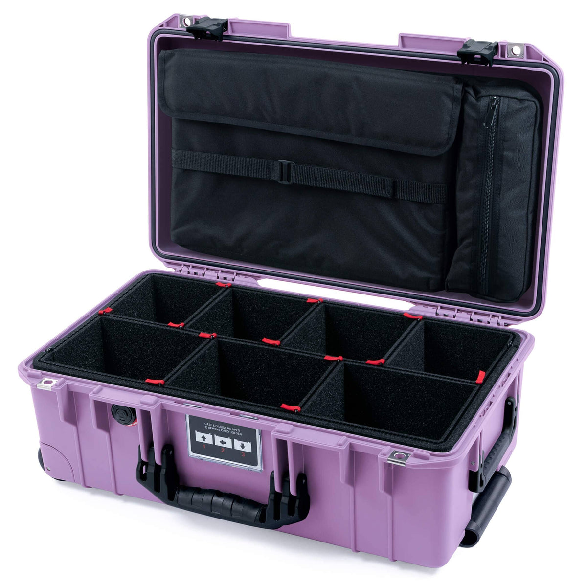 Pelican 1535 Air Case, Lilac with Black Handles &amp; Latches TrekPak Divider System with Computer Pouch ColorCase 015350-0220-540-111