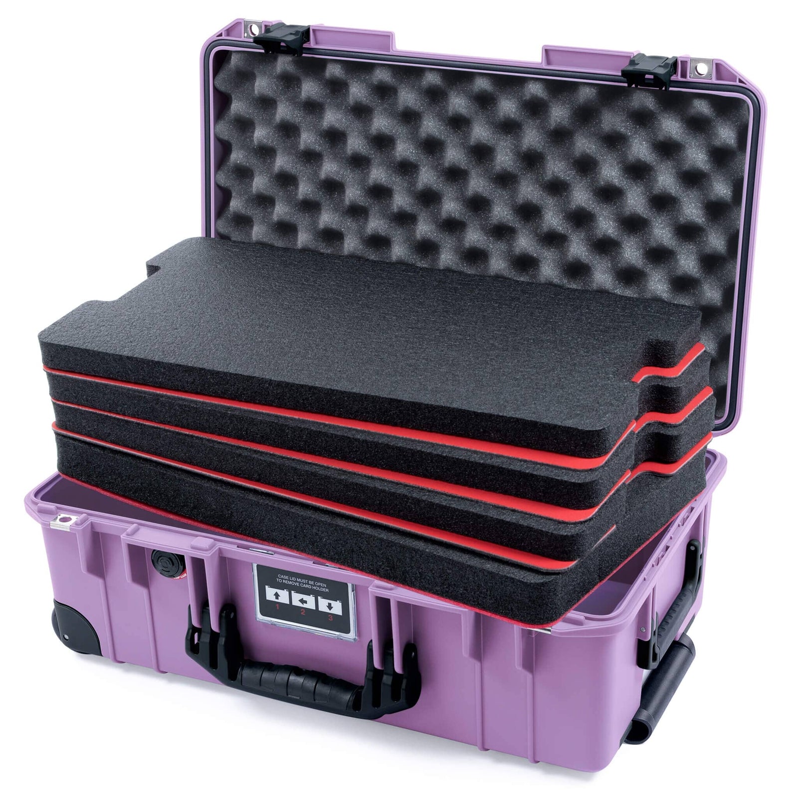 Pelican 1535 Air Case, Lilac with Black Handles, Latches & Trolley Custom Tool Kit (4 Foam Inserts with Convoluted Lid Foam) ColorCase 015350-0060-540-111-110