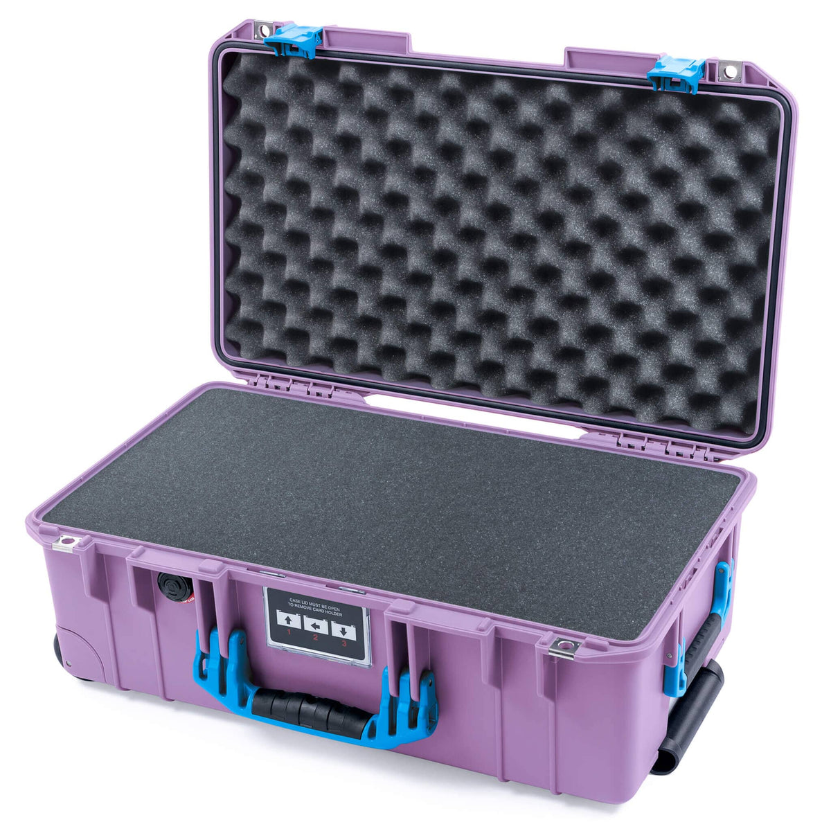 Pelican 1535 Air Case, Lilac with Blue Handles &amp; Latches Pick &amp; Pluck Foam with Convoluted Lid Foam ColorCase 015350-0001-540-121