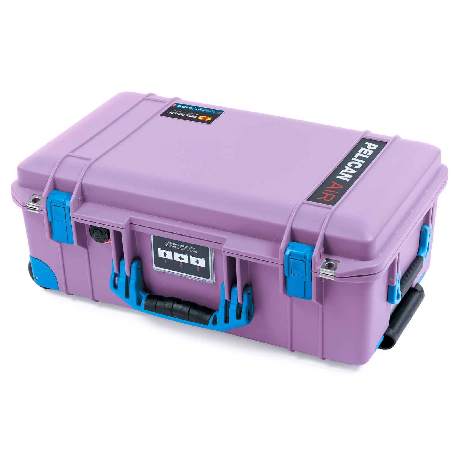 Pelican 1535 Air Case, Lilac with Blue Handles, Latches & Trolley ColorCase 