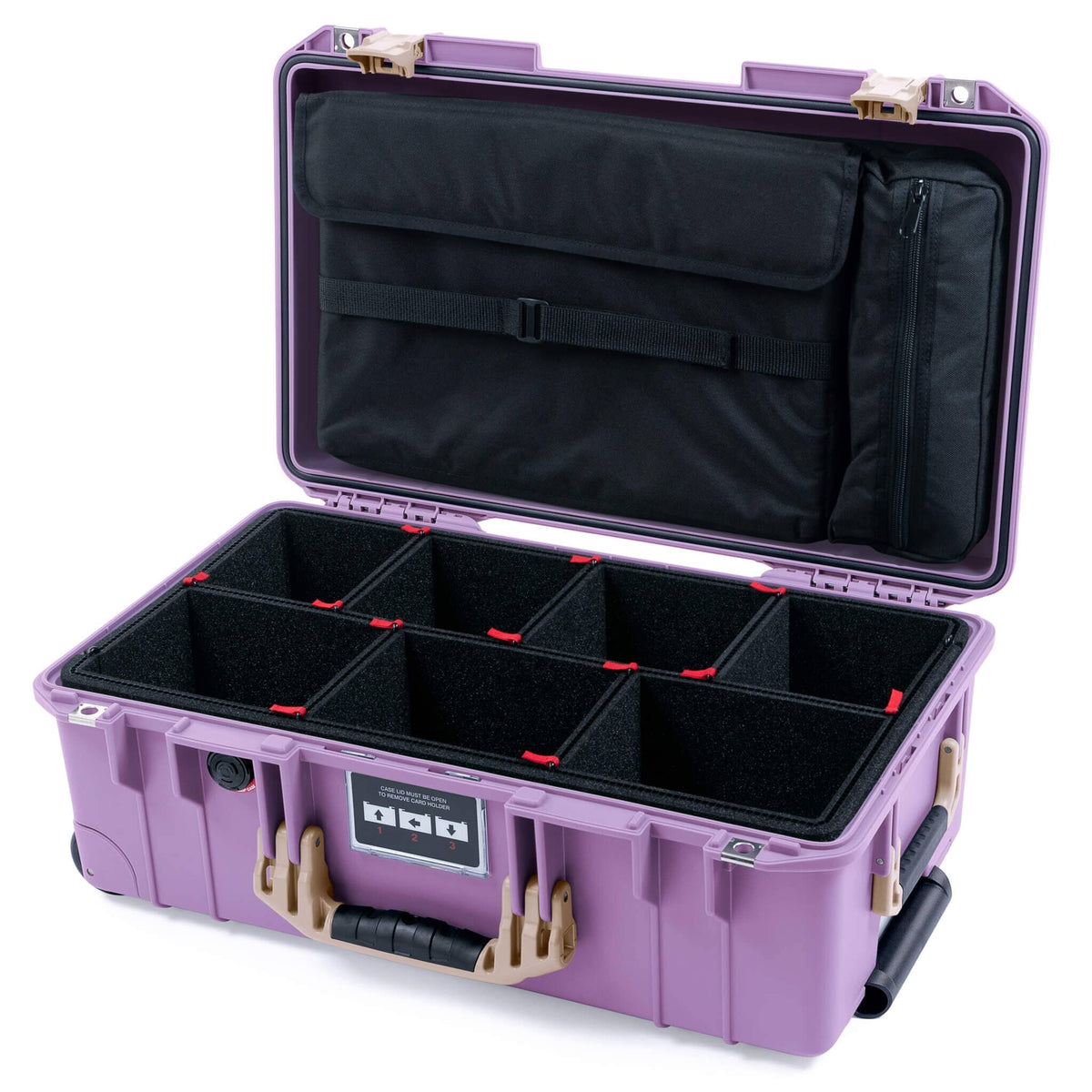 Pelican 1535 Air Case, Lilac with Desert Tan Handles &amp; Latches TrekPak Divider System with Computer Pouch ColorCase 015350-0220-540-311