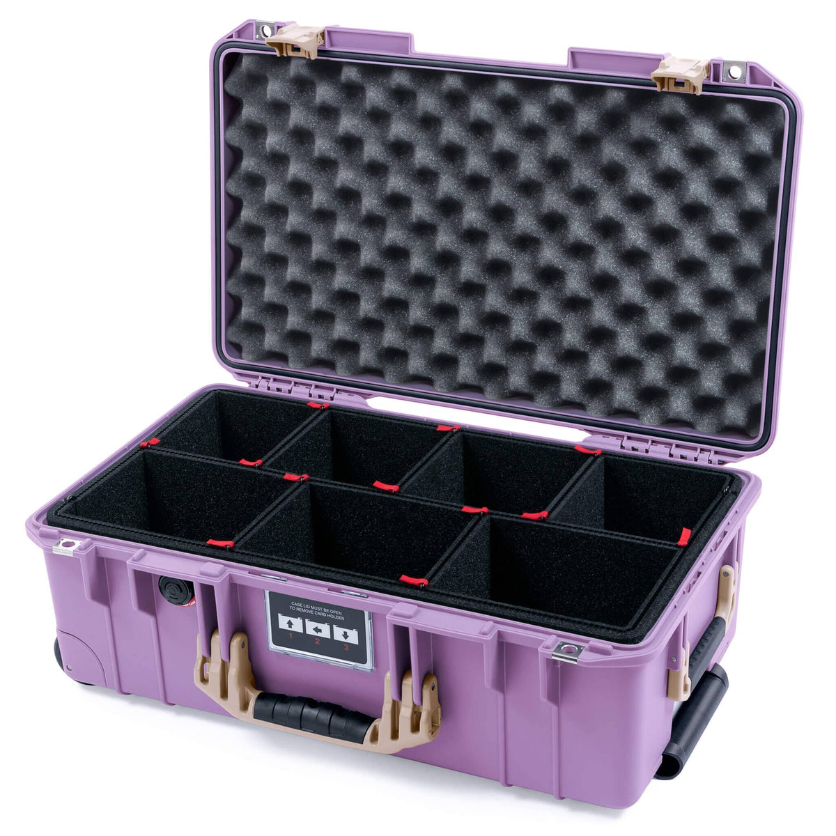 Pelican 1535 Air Case, Lilac with Desert Tan Handles &amp; Latches TrekPak Divider System with Convoluted Lid Foam ColorCase 015350-0020-540-311