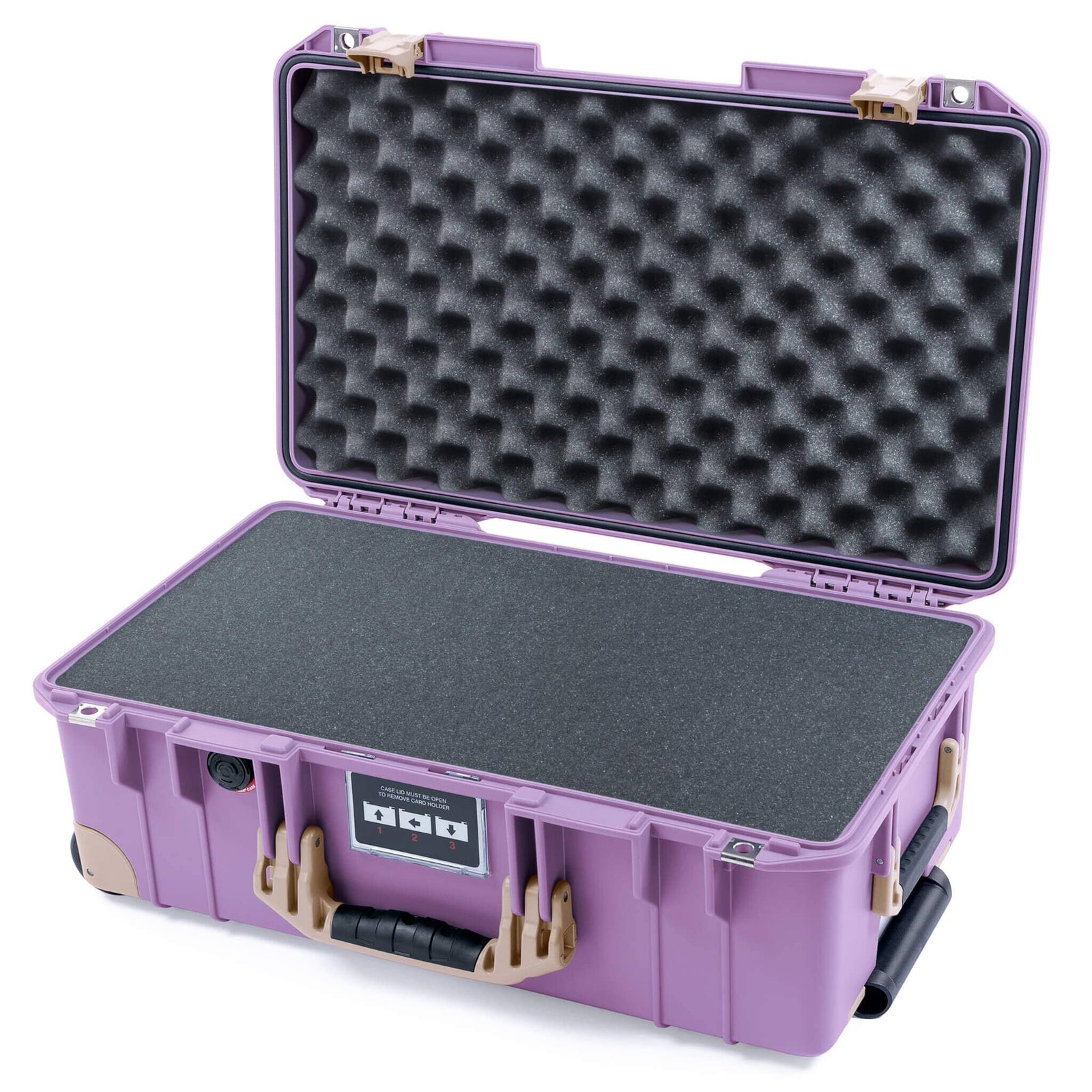 Pelican 1535 Air Case, Lilac with Desert Tan Handles, Latches & Trolley Pick & Pluck Foam with Convoluted Lid Foam ColorCase 015350-0001-540-311-310