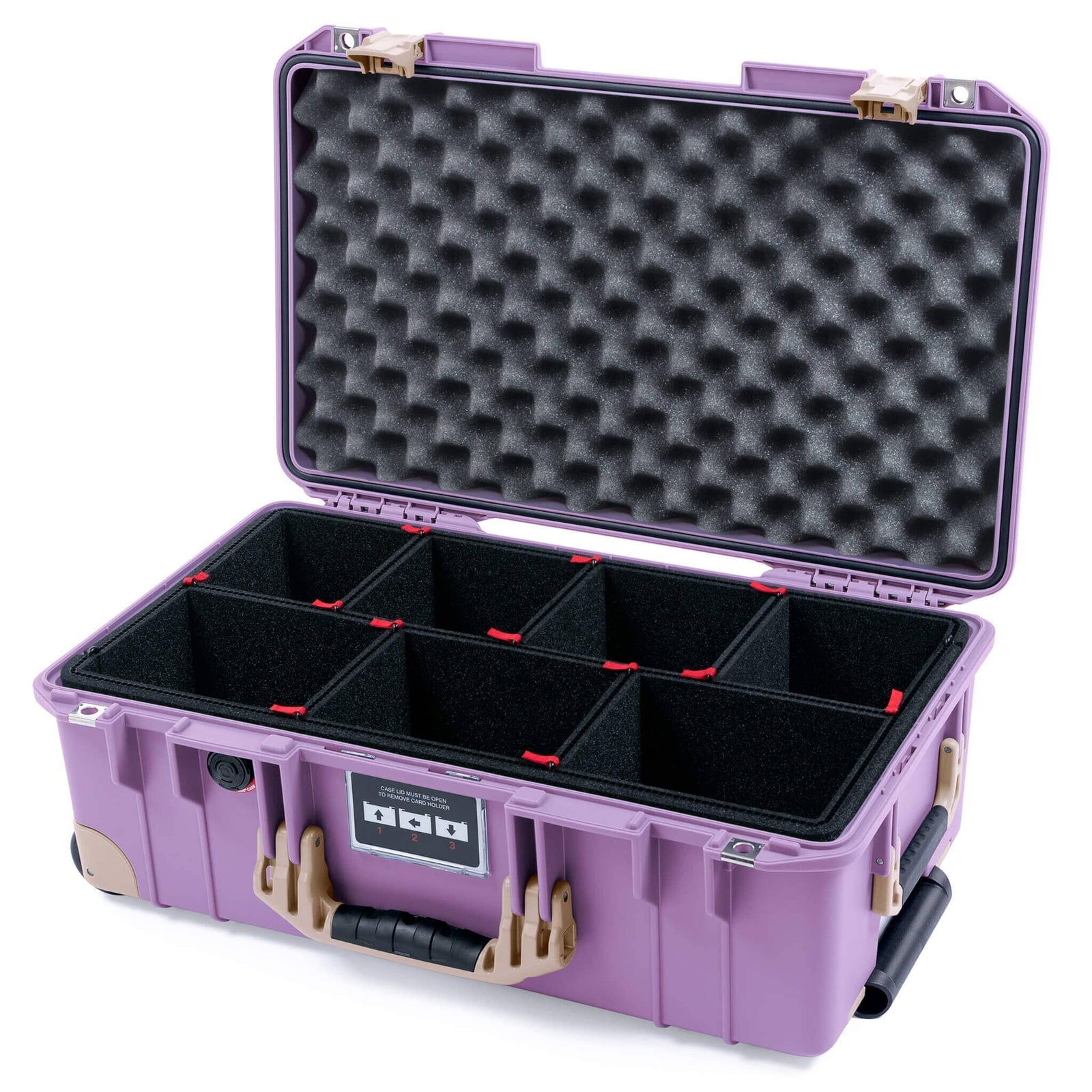 Pelican 1535 Air Case, Lilac with Desert Tan Handles, Latches & Trolley TrekPak Divider System with Convoluted Lid Foam ColorCase 015350-0020-540-311-310