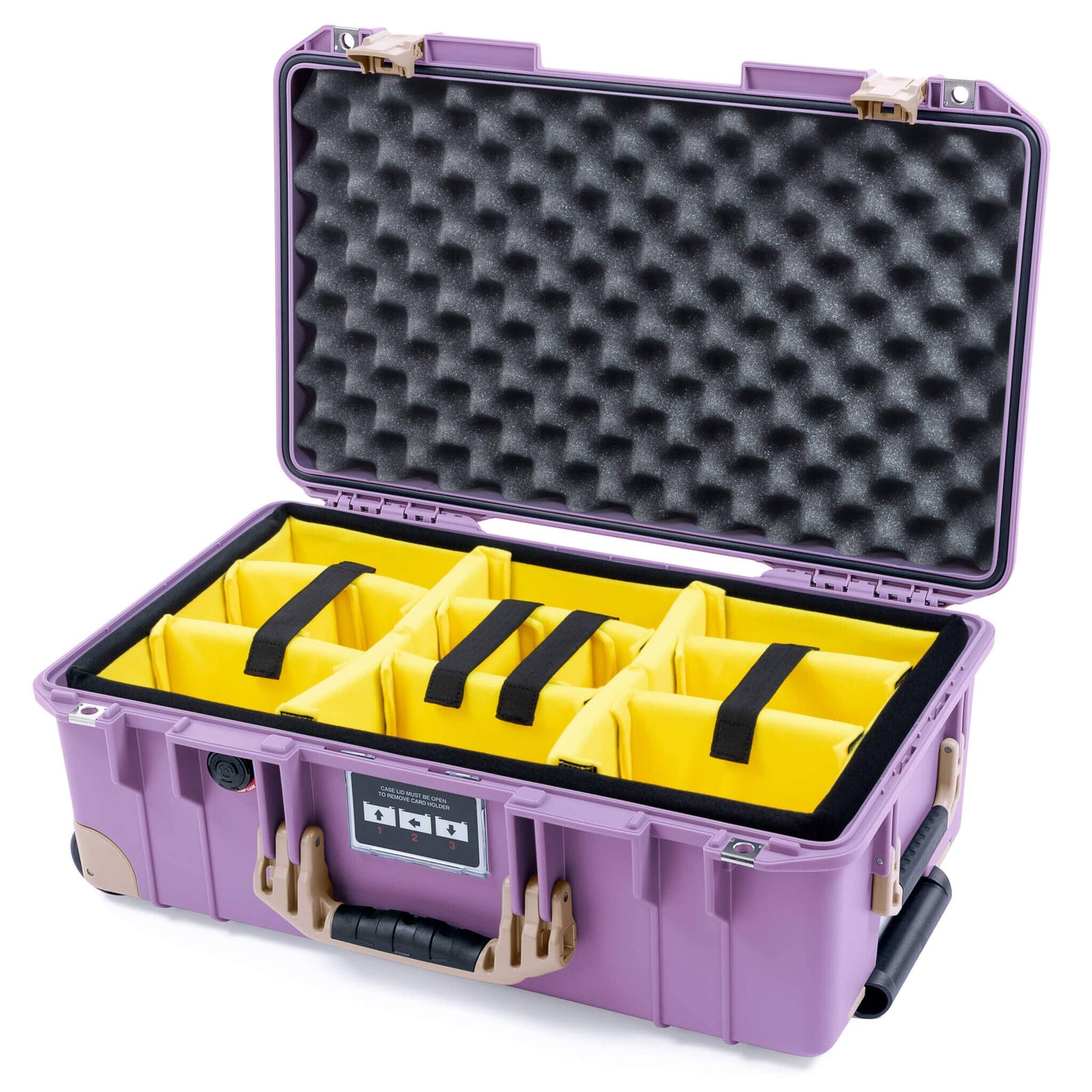 Pelican 1535 Air Case, Lilac with Desert Tan Handles, Latches & Trolley Yellow Padded Microfiber Dividers with Convoluted Lid Foam ColorCase 015350-0010-540-311-310