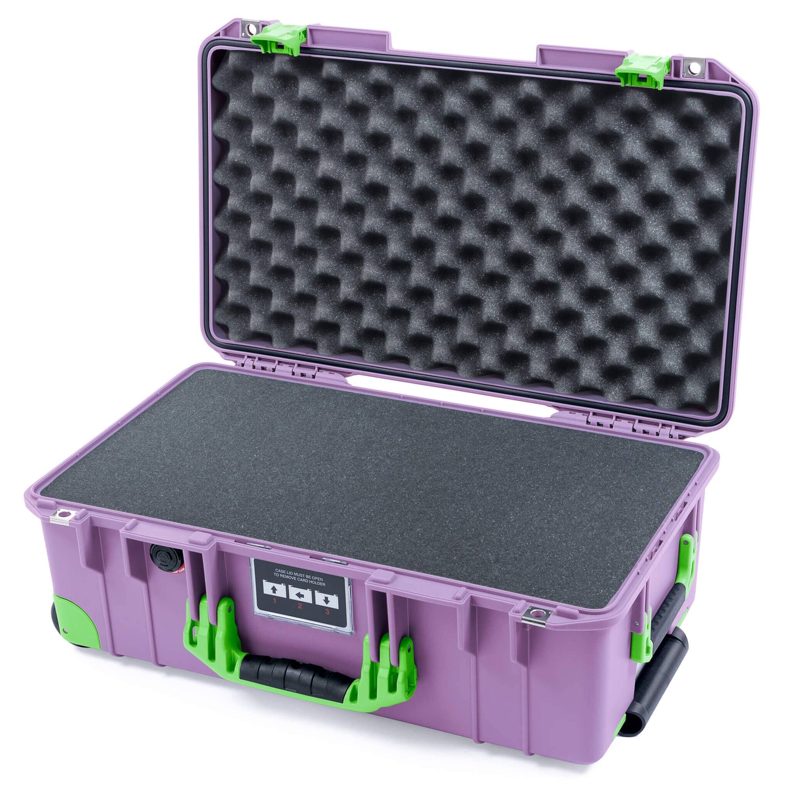 Pelican 1535 Air Case, Lilac with Lime Green Handles, Latches & Trolley Pick & Pluck Foam with Convoluted Lid Foam ColorCase 015350-0001-540-301-300