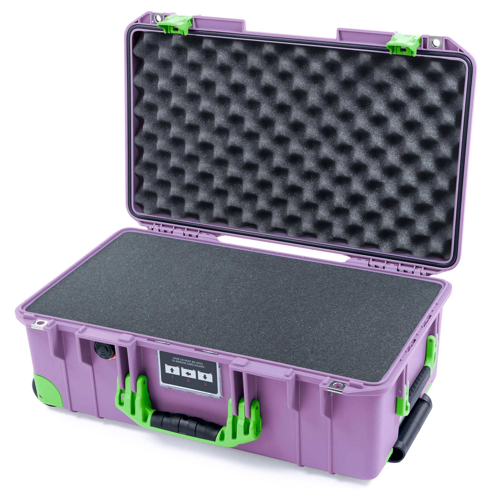 Pelican 1535 Air Case, Lilac with Lime Green Handles, Latches & Trolley Pick & Pluck Foam with Convoluted Lid Foam ColorCase 015350-0001-540-301-300