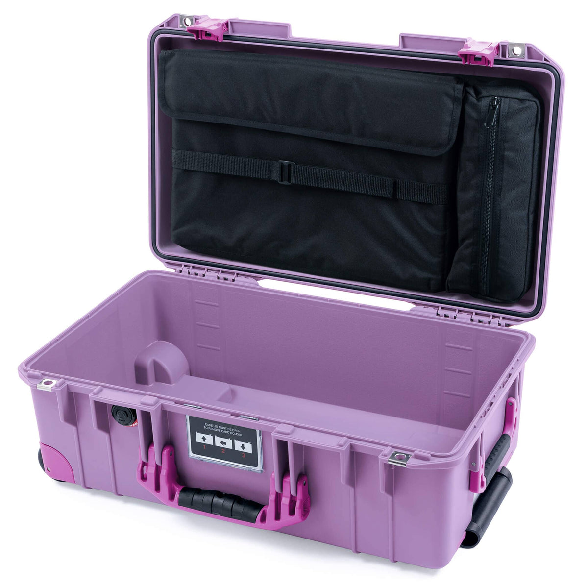 Pelican 1535 Air Case, Lilac with Magenta Handles, Latches &amp; Trolley Laptop Computer Lid Pouch Only ColorCase 015350-0200-540-401-400