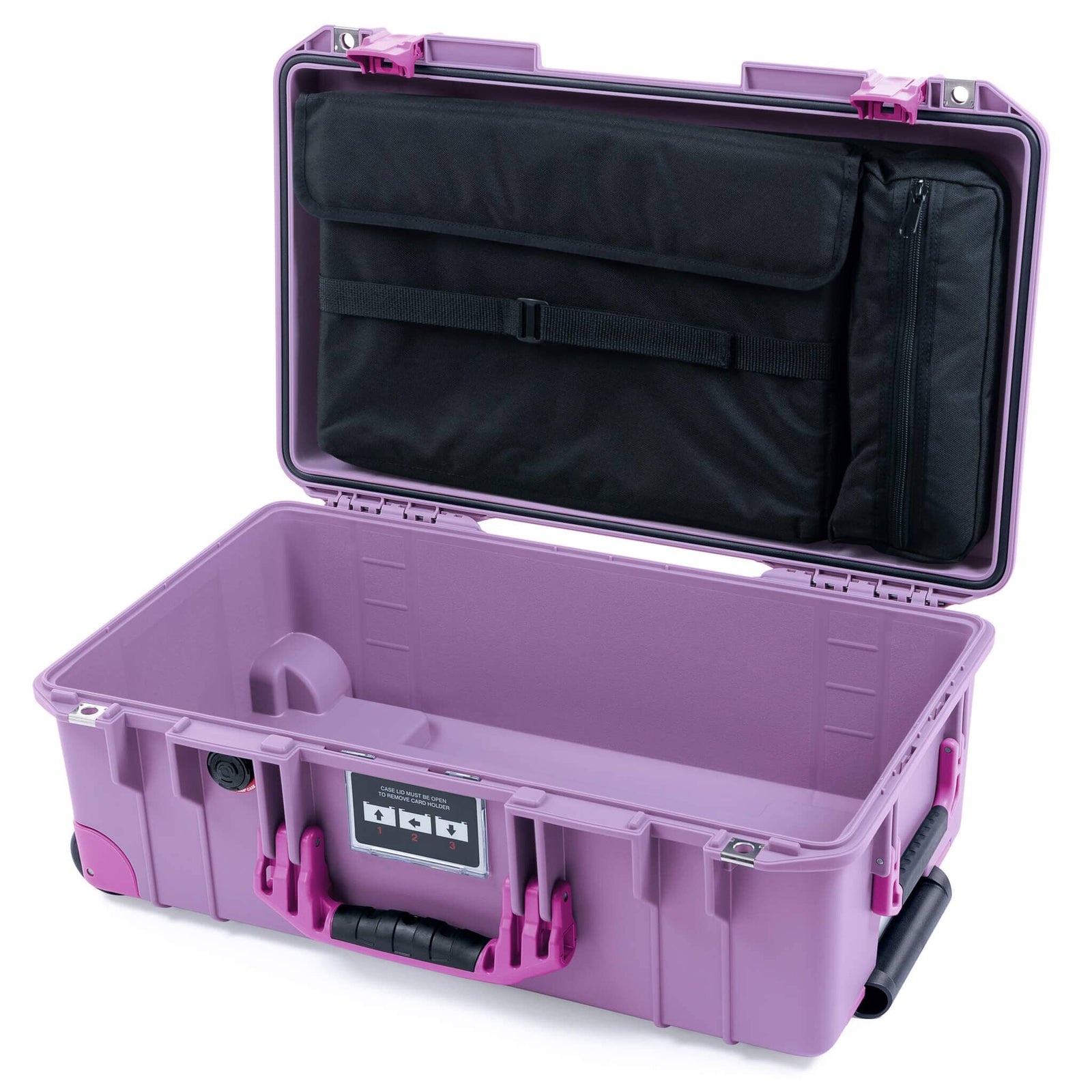 Pelican 1535 Air Case, Lilac with Magenta Handles, Latches & Trolley Laptop Computer Lid Pouch Only ColorCase 015350-0200-540-401-400