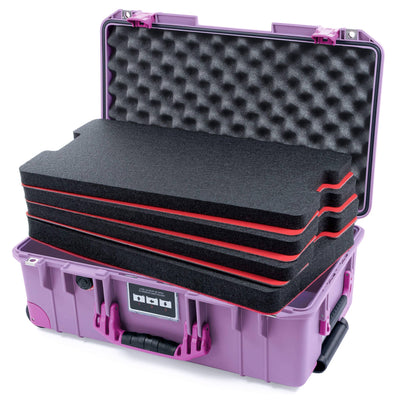 Pelican 1535 Air Case, Lilac with Magenta Handles, Latches & Trolley Custom Tool Kit (4 Foam Inserts with Convoluted Lid Foam) ColorCase 015350-0060-540-401-400