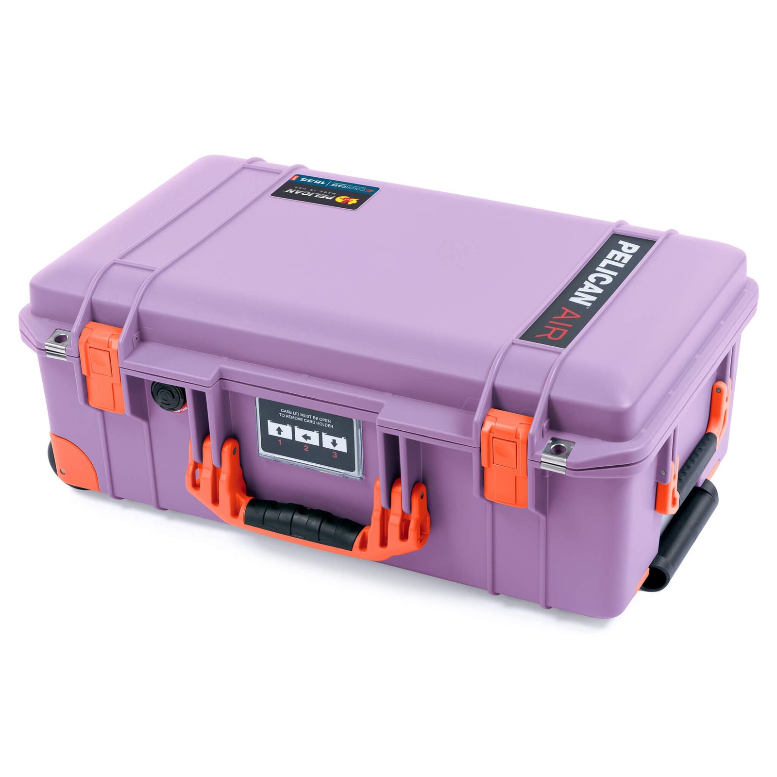 Pelican 1535 Air Case, Lilac with Orange Handles, Latches & Trolley ColorCase 