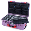 Pelican 1535 Air Case, Lilac with Red Handles & Latches Gray Padded Microfiber Dividers with 7-Piece Removable Mesh Pouches ColorCase 015350-0770-540-321