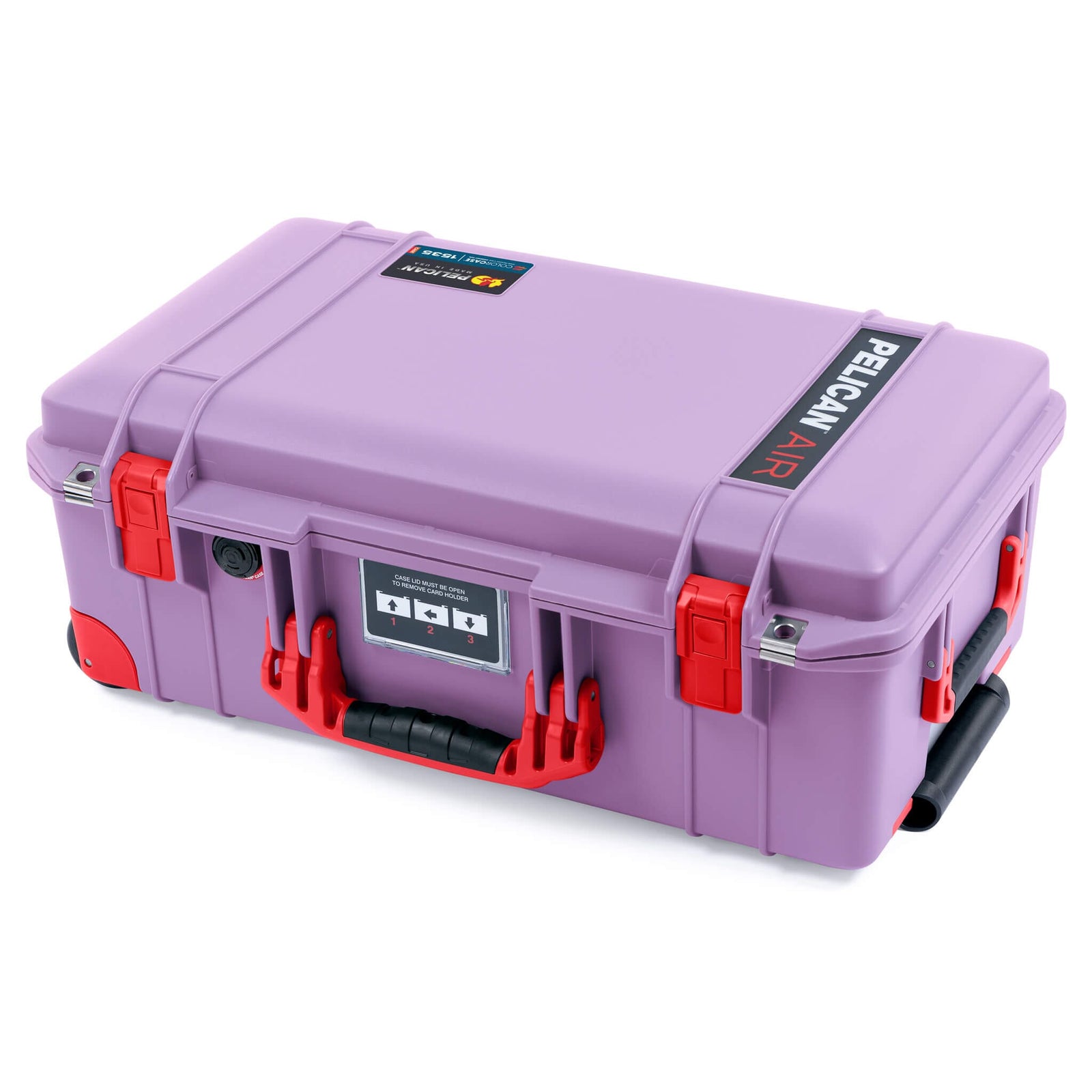 Pelican 1535 Air Case, Lilac with Red Handles, Latches & Trolley ColorCase 