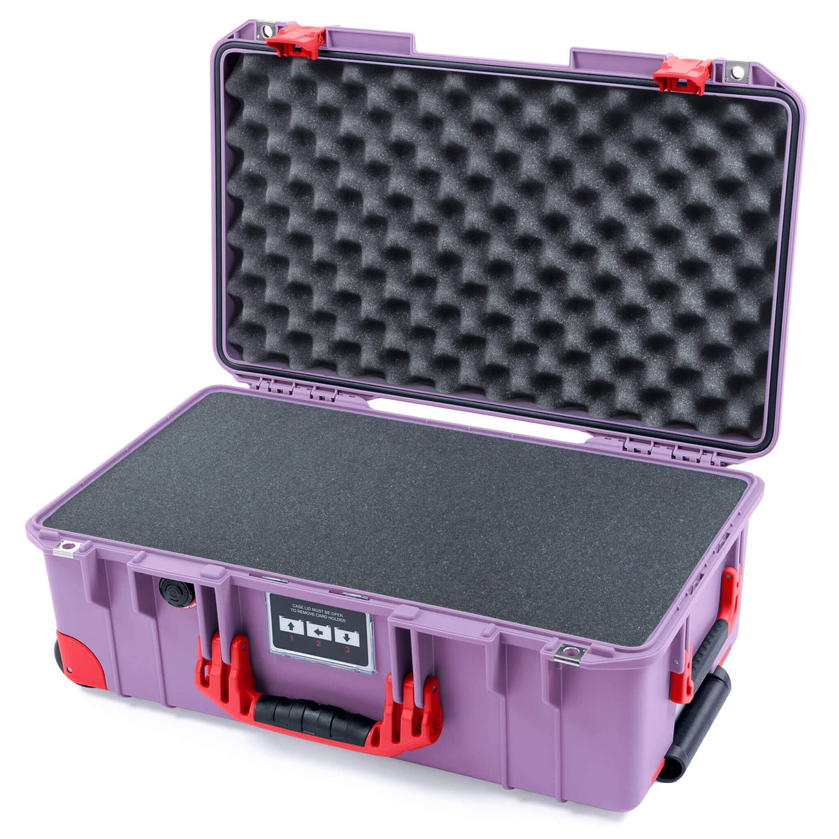 Pelican 1535 Air Case, Lilac with Red Handles, Latches &amp; Trolley Pick &amp; Pluck Foam with Convoluted Lid Foam ColorCase 015350-0001-540-321-320