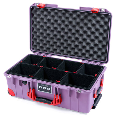 Pelican 1535 Air Case, Lilac with Red Handles, Latches & Trolley TrekPak Divider System with Convoluted Lid Foam ColorCase 015350-0020-540-321-320