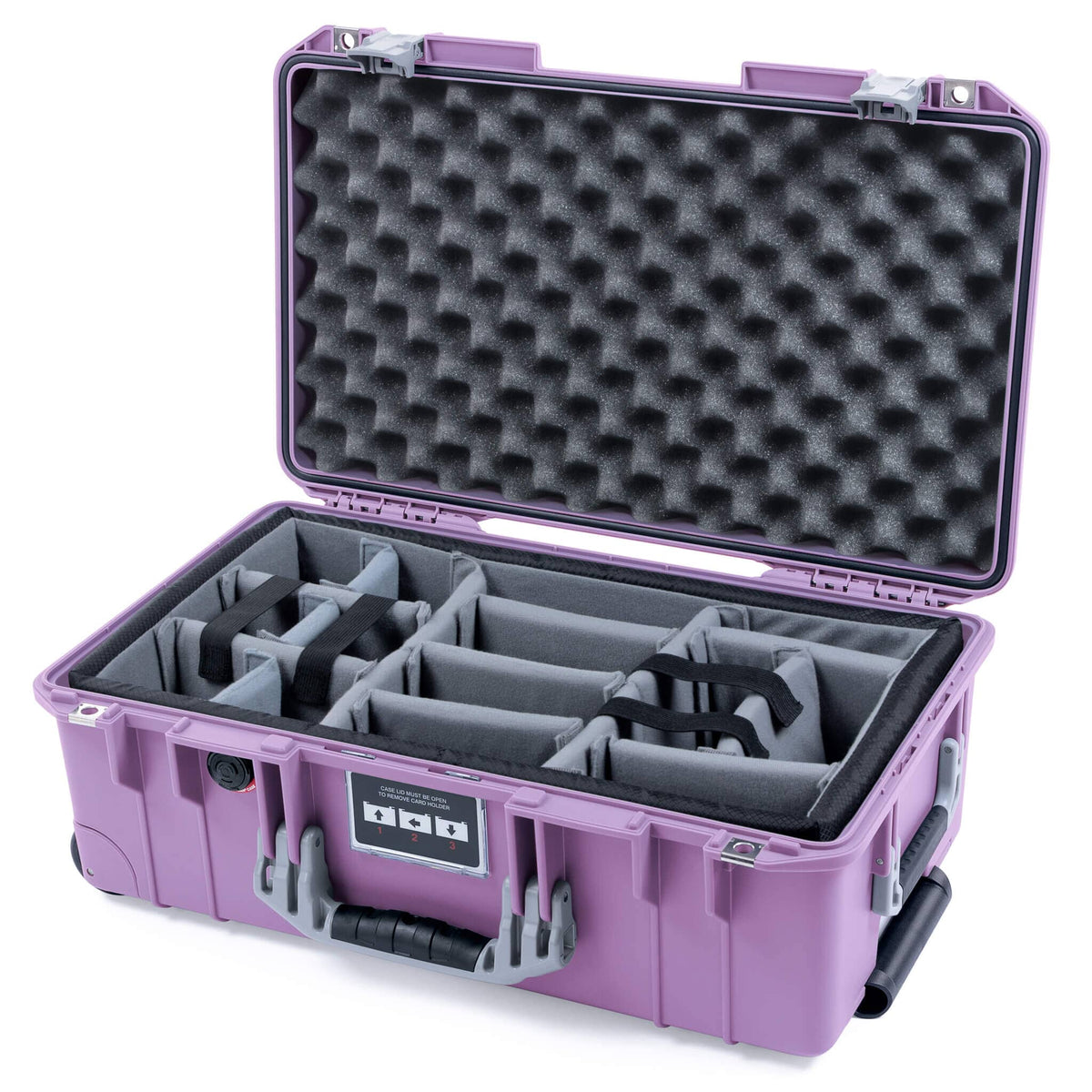 Pelican 1535 Air Case, Lilac with Silver Handles &amp; Latches Gray Padded Microfiber Dividers with Convoluted Lid Foam ColorCase 015350-0070-540-181