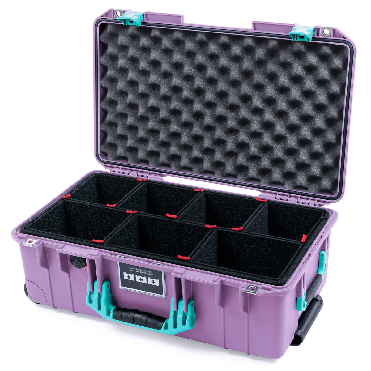 Pelican 1535 Air Case, Lilac with Teal Handles &amp; Latches TrekPak Divider System with Convoluted Lid Foam ColorCase 015350-0020-540-591