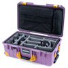 Pelican 1535 Air Case, Lilac with Yellow Handles, Latches & Trolley Gray Padded Microfiber Dividers with Laptop Computer Lid Pouch ColorCase 015350-0270-540-241-240