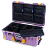 Pelican 1535 Air Case, Lilac with Yellow Handles, Latches & Trolley TrekPak Divider System with 7-Piece Removable Mesh Pouches ColorCase 015350-0720-540-241-240