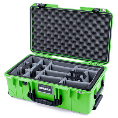 Pelican 1535 Air Case, Lime Green with Black Handles & Push-Button Latches Gray Padded Microfiber Dividers with Convoluted Lid Foam ColorCase 015350-0070-300-111