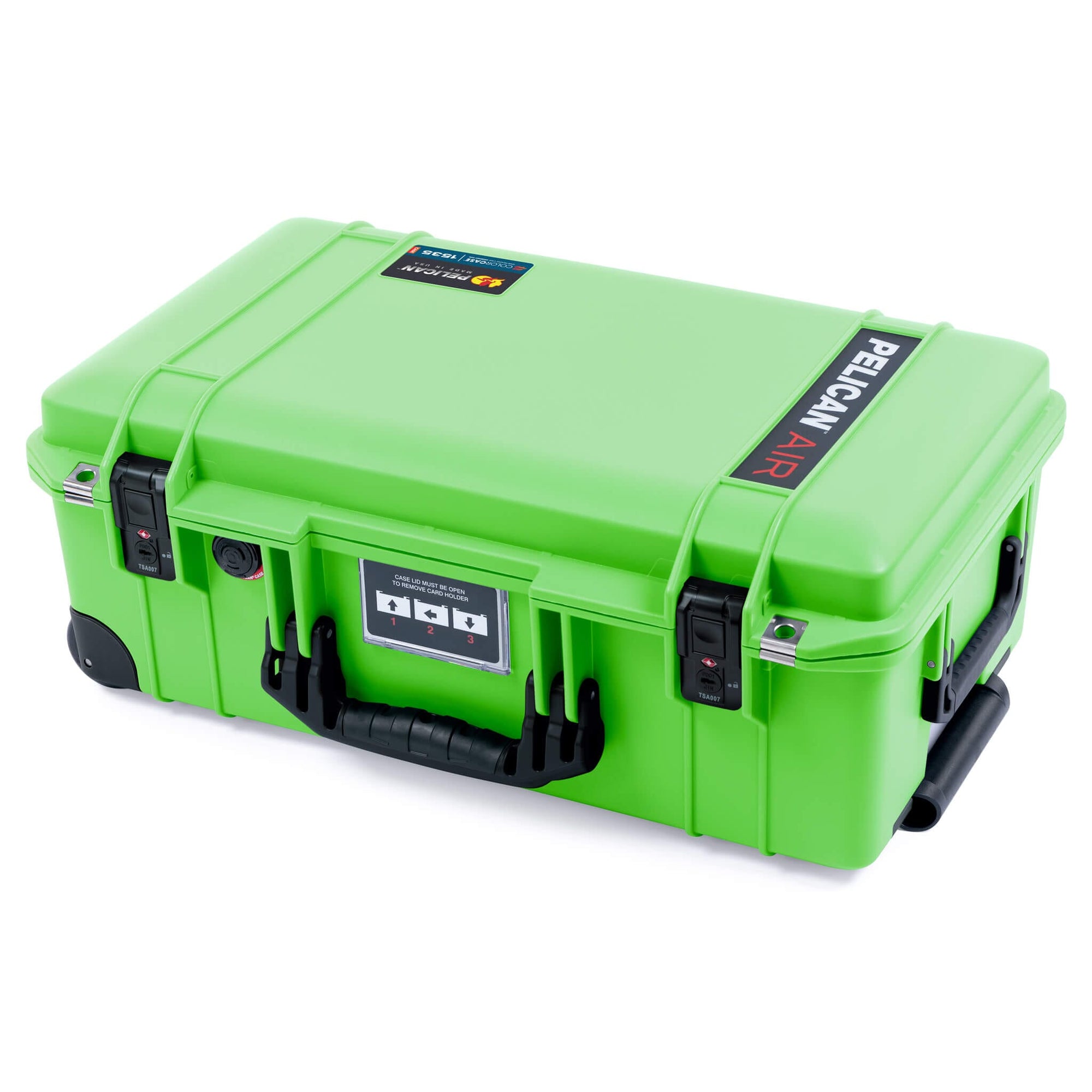 Pelican 1535 Air Case, Lime Green with Black Handles, TSA Locking Latches & Trolley ColorCase 