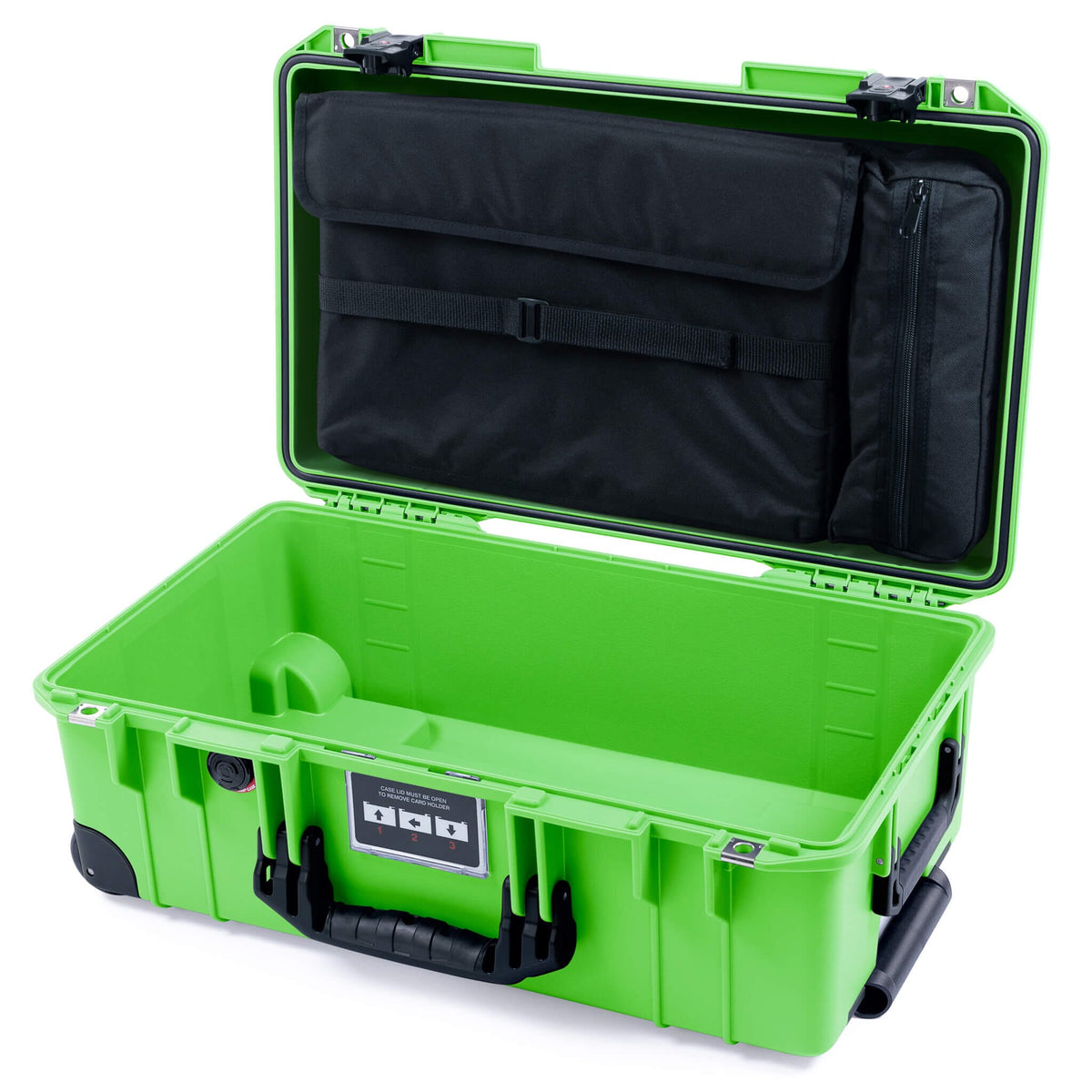 Pelican 1535 Air Case, Lime Green with Black Handles, TSA Locking Latches &amp; Trolley Computer Pouch Only ColorCase 015350-0200-300-L10-110