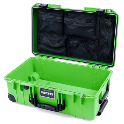 Pelican 1535 Air Case, Lime Green with Black Handles, TSA Locking Latches & Trolley Mesh Lid Organizer Only ColorCase 015350-0100-300-L10-110