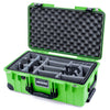 Pelican 1535 Air Case, Lime Green with Black Handles, TSA Locking Latches & Trolley Gray Padded Microfiber Dividers with Convolute Lid Foam ColorCase 015350-0070-300-L10-110