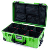 Pelican 1535 Air Case, Lime Green with Black Handles, TSA Locking Latches & Trolley TrekPak Divider System with Mesh Lid Organizer ColorCase 015350-0120-300-L10-110