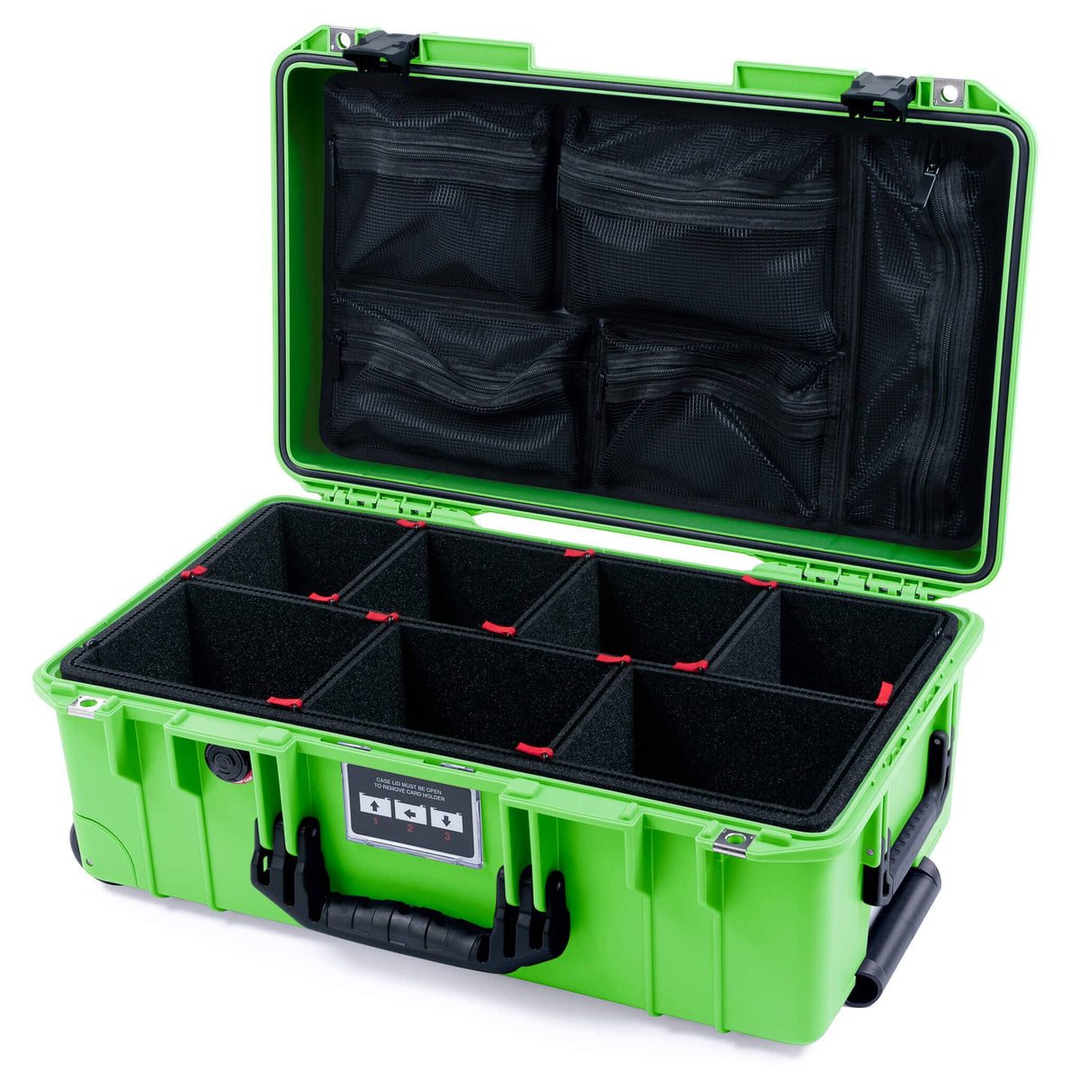Pelican 1535 Air Case, Lime Green with Black Handles &amp; Push-Button Latches TrekPak Divider System with Mesh Lid Organizer ColorCase 015350-0120-300-111
