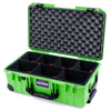 Pelican 1535 Air Case, Lime Green with Black Handles, Push-Button Latches & Trolley TrekPak Divider System with Convoluted Lid Foam ColorCase 015350-0020-300-111-110