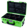 Pelican 1535 Air Case, Lime Green with Black Handles, Push-Button Latches & Trolley TrekPak Divider System with Mesh Lid Organizer ColorCase 015350-0120-300-111-110