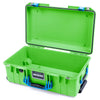 Pelican 1535 Air Case, Lime Green with Blue Handles & Push-Button Latches None (Case Only) ColorCase 015350-0000-300-121