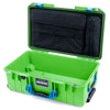 Pelican 1535 Air Case, Lime Green with Blue Handles & Push-Button Latches Laptop Computer Lid Pouch Only ColorCase 015350-0200-300-121
