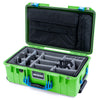 Pelican 1535 Air Case, Lime Green with Blue Handles & Push-Button Latches Gray Padded Microfiber Dividers with Laptop Computer Lid Pouch ColorCase 015350-0270-300-121
