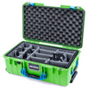 Pelican 1535 Air Case, Lime Green with Blue Handles & Push-Button Latches Gray Padded Microfiber Dividers with Convoluted Lid Foam ColorCase 015350-0070-300-121