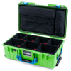 Pelican 1535 Air Case, Lime Green with Blue Handles & Push-Button Latches TrekPak Divider System with Laptop Computer Lid Pouch ColorCase 015350-0220-300-121