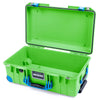 Pelican 1535 Air Case, Lime Green with Blue Handles, Push-Button Latches & Trolley None (Case Only) ColorCase 015350-0000-300-121-120