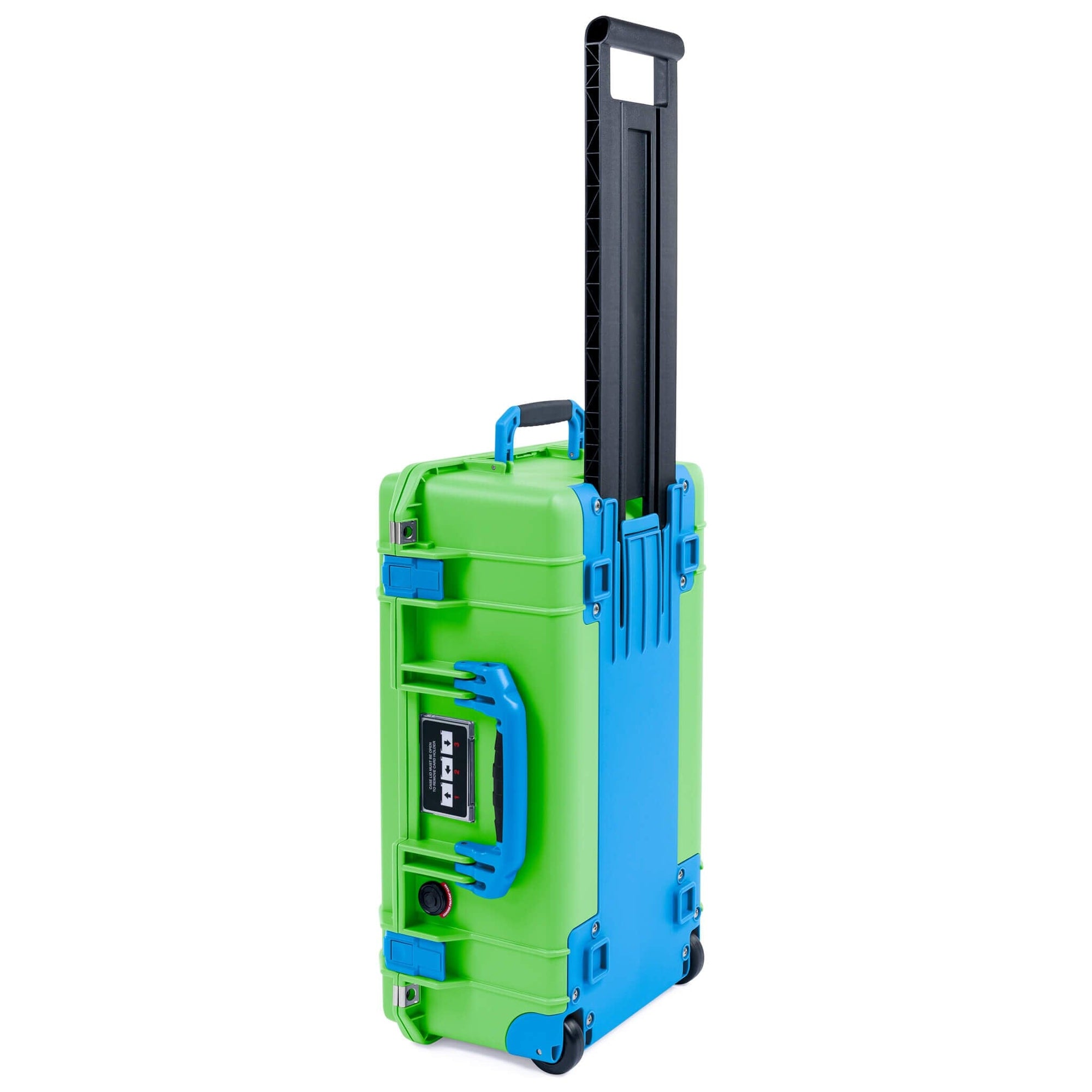 Pelican 1535 Air Case, Lime Green with Blue Handles, Push-Button Latches & Trolley ColorCase