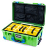 Pelican 1535 Air Case, Lime Green with Blue Handles, Push-Button Latches & Trolley Yellow Padded Microfiber Dividers with Mesh Lid Organizer ColorCase 015350-0110-300-121-120