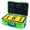 Pelican 1535 Air Case, Lime Green with Blue Handles & Push-Button Latches Yellow Padded Microfiber Dividers with Mesh Lid Organizer ColorCase 015350-0110-300-121