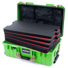 Pelican 1535 Air Case, Lime Green with Desert Tan Handles & Latches Custom Tool Kit (4 Foam Inserts with Mesh Lid Organizer ColorCase 015350-0160-300-311