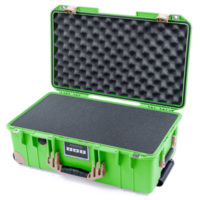 Pelican 1535 Air Case, Lime Green with Desert Tan Handles, Latches & Trolley Pick & Pluck Foam with Convoluted Lid Foam ColorCase 015350-0001-300-311-310